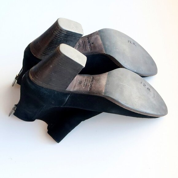 Aquatalia Black Suede Leather Block Heel Chelsea Ankle Boots / Booties Size 9.5 - Picture 14 of 16